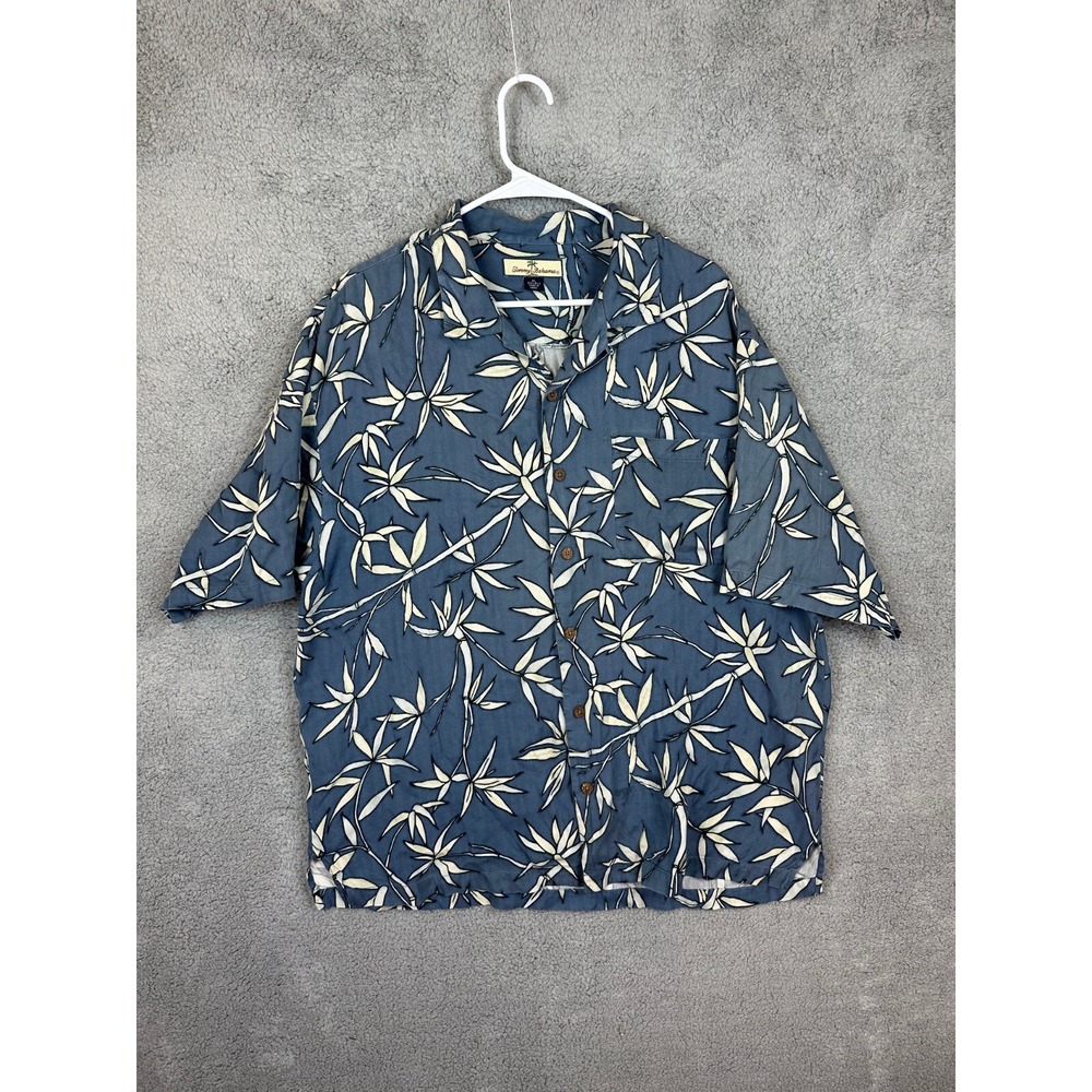 Tommy Bahama Mens Shirt X-Large  Hawaiian Silk Beach Floral Tropical Camp